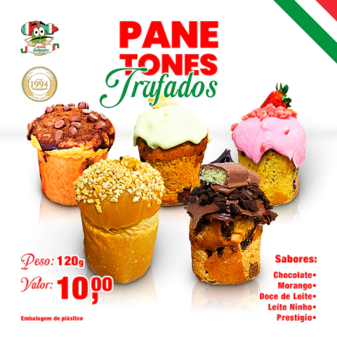 Mini-PANETONES - TRUFADOS (Atacado) Frutas ou Chocolate aprox. 120g