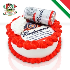 TORTA TEMA CERVEJA BUDWEISER - 1KG (PAPEL ARROZ + LATA)