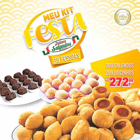 Meu Kit Festa 30 pessoas - Salgados e Doces