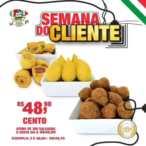 MÊS DO CONSUMIDOR - SEMANA do CLIENTE - PROMOÇÃO SALGADOS SÓ FRITOS - ATACADO (300 UNID.) - comprar online