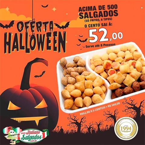 Halloween - Promoção: ATACADO acima de 500 unid. FRITOS (6 Tipos)