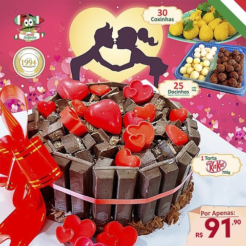 Kit Namorados - Tradicional - c/ Torta Kit Kat 0,700 g + Docinhos - comprar online
