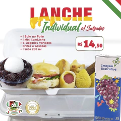 Lanche Individual c/ Salgados + Bolo no Pote (80g) e Suco - Coffee Break - comprar online