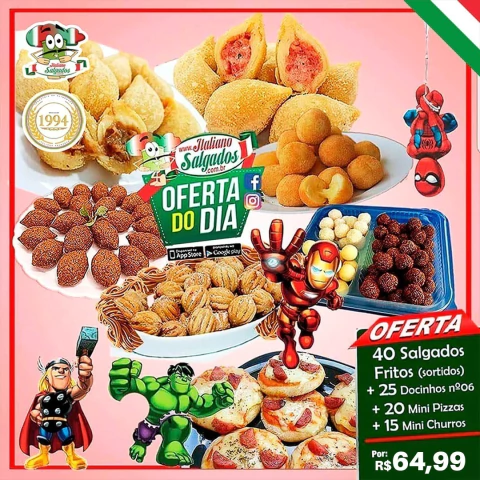 Combo Hora lanche Dia Das Crianças: c/ Mini Churros +Doces e Pizzas