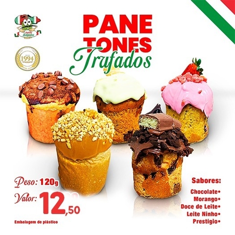 Mini-PANETONES - TRUFADOS (Varejo) Frutas ou Chocolate aprox. 120g