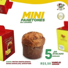 MINI PANETONES ARTESANAIS - Gotas Chocolate ou Frutas Cristalizadas : Na caixinha