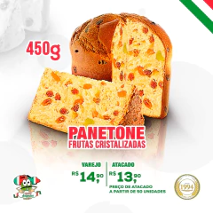 Panetone Tradicional : Frutas Cristalizadas - VAREJO - Peso 450g aprox.