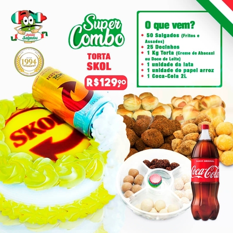 Super Combo C/ Torta Tema Cerveja Skol - comprar online