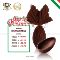 Ovo de Páscoa - Tradicional - 100g, 150g, 250g, 350g (Meio Amargo) - comprar online