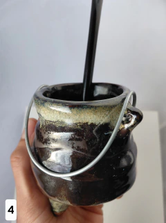 Mate de ceramica caldero CERAMICA GRES, con bombilla - Astral Objetos Cerámica