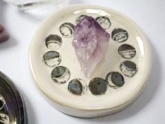 Plato de ceramica RUEDA ZODIACAL con tornasol y oro, SIGNOS - tienda online