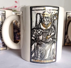 Taza Tarot de ceramica, Base Blanca, con tornasol y oro - tienda online