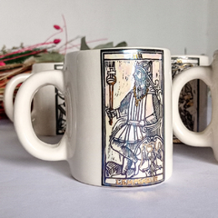 Taza Tarot de ceramica, Base Blanca con tornasol y oro - tienda online