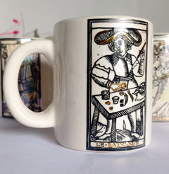 Taza Tarot de ceramica, Base Blanca con tornasol y oro - tienda online