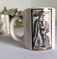 Taza Tarot de ceramica, Base Blanca con tornasol y oro - Astral Objetos cerámica