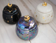 Contenedor de ceramica cofre alhajero ESPECIALES tornasol y oro en internet