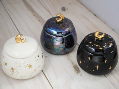 Contenedor de ceramica cofre alhajero ESPECIALES tornasol y oro - tienda online