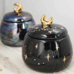 Contenedor de ceramica cofre alhajero ESPECIALES tornasol y oro - comprar online