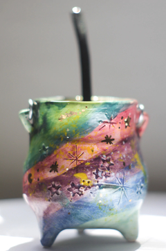 mate caldero de ceramica especiales, con bombilla - Astral Objetos cerámica