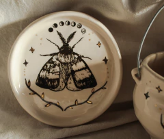 Plato de ceramica RUEDA ZODIACAL con tornasol y oro, SIGNOS