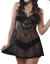 Babydoll transparente con puntilla y taza armada en internet