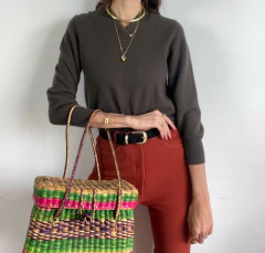 Bolsa baú de palha natural colorida - Frou Frou Vintage – Vintage Store