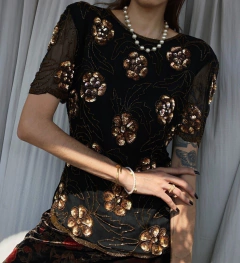Blusa Vintage de paetês Sténay