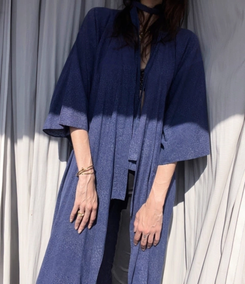 Quimono de algodão azul