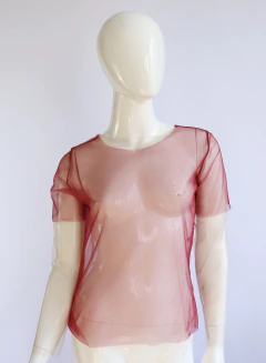 Red short sleeve Tulle blouse - buy online