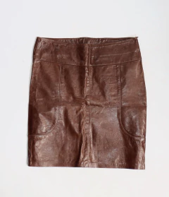 Falda de cuero marrón - comprar online