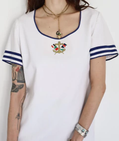 Vestido Vintage Navy Blanco en internet