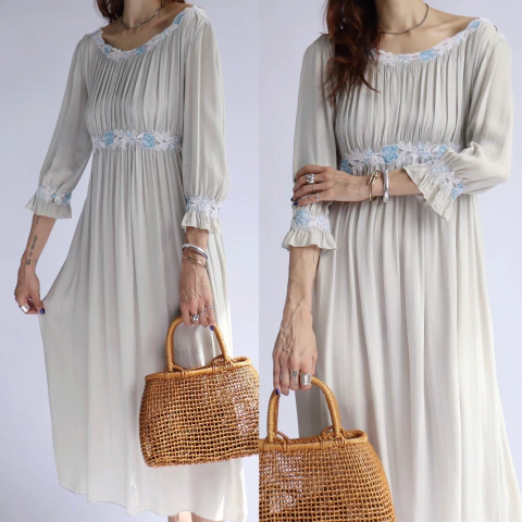 Vestido em seda azul Florence