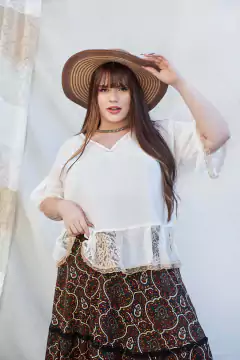 BLUSA NEW SEMILLA PATCHWORK NATURAL - comprar online