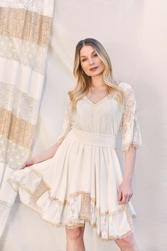 VESTIDO GARDENIA CREPE Y PATCHWORK