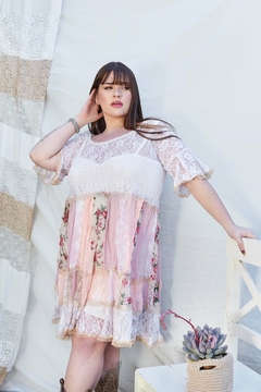 VESTIDO PASIONARIA PATCHWORK Y ENCAJE