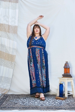 VESTIDO ORQUIDEA AZUL PATCHWORK - comprar online