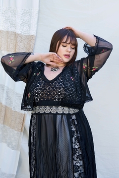 VESTIDO ORQUIDEA NEGRA PATCHWORK