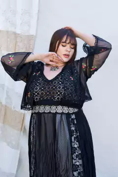 VESTIDO ORQUIDEA NEGRA PATCHWORK