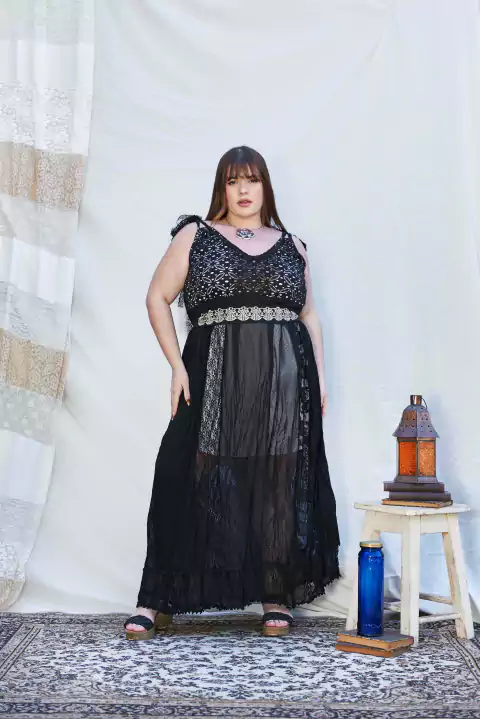 VESTIDO ORQUIDEA NEGRA PATCHWORK