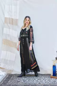 VESTIDO ORQUIDEA NEGRA PATCHWORK - comprar online