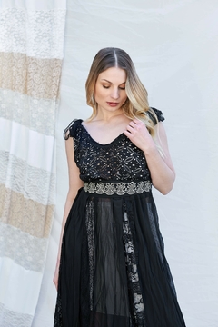 VESTIDO ORQUIDEA NEGRA PATCHWORK - tienda online