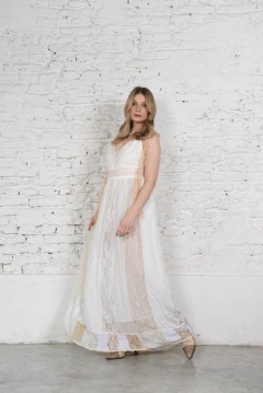 VESTIDO ORQUIDEA BLANCA PATCHWORK - comprar online