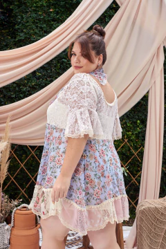 VESTIDO HORTENSIA CELESTE CORTO - tienda online