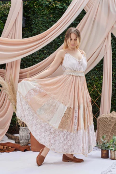VESTIDO MAGNOLIA PATCHWORK NUDE - comprar online