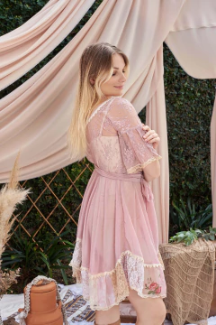 VESTIDO GARDENIA CORTO PLUMETI & PATCHWORK - CAROLA CORNEJO BOUTIQUE SUSTENTABLE