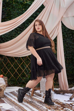 VESTIDO GERANIO NEGRO MICROTUL - comprar online