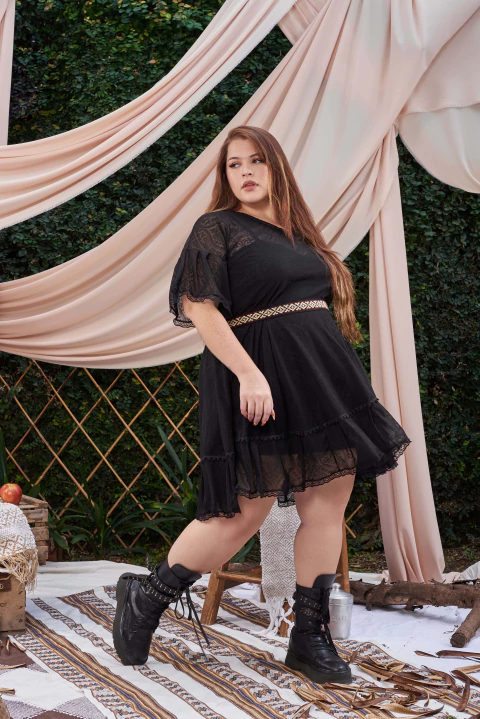 VESTIDO GERANIO NEGRO MICROTUL - comprar online