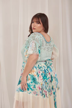 VESTIDO ALISO GUIPURE BOTANICO - comprar online