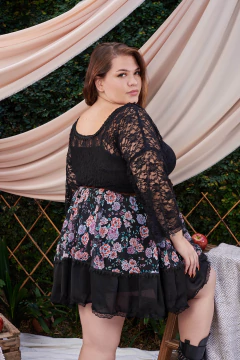 Imagen de VESTIDO HORTENSIA NEGRO CORTO FLORES