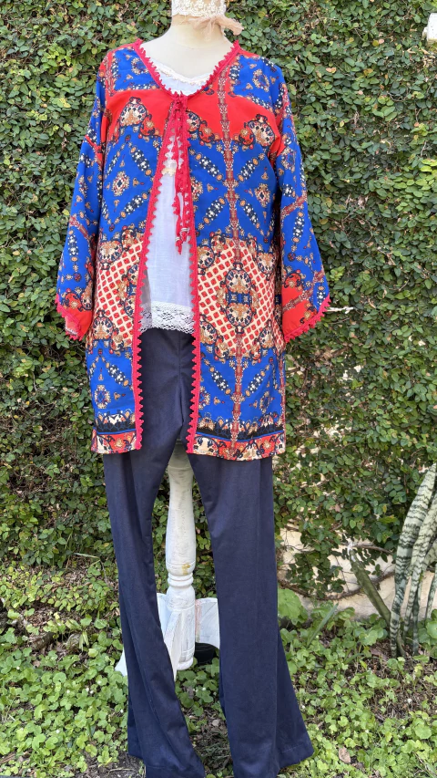 KIMONO ARABESCOS ROJIZOS LARGO Y CORTO TALLES M Y L - tienda online